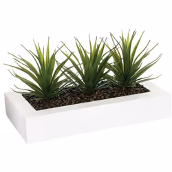 Centro tavola "keiko" 3 aloe vera artificiale bianca h17cm - Atmosphera createur d'interieur. Colore : Blanc. Materiale princ ...