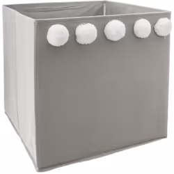 Cestino per bambini con pompons grigi 29x29cm - Atmosphera createur d'interieur. Colore : Gris. Materiale principale : Polypr ...