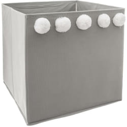 Atmosphera - Cestino per bambini con pompons grigi 29x29cm créateur d'intérieur