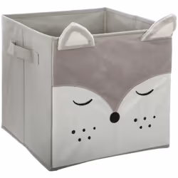 Cestino 29x29cm in velluto grigio con volpe - Atmosphera createur d'interieur. Colore : Gris. Materiale principale : Polyprop ...