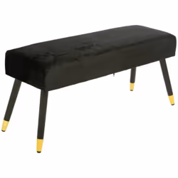 Panchina in velluto nero "salome" 100x35cm - Atmosphera createur d'interieur. Colore : Noir. Materiale principale : Hévéa. Lu ...