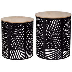 Tavolini "feuilles" neri d35cm 39cm - Atmosphera createur d'interieur. Colore : Noir. Materiale principale : Fer. Lunghezza : ...