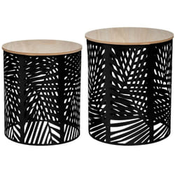 Atmosphera - Tavolini feuilles neri d35cm 39cm créateur d'intérieur
