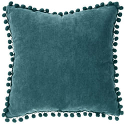 Atmosphera - Cuscino Memories con pompon blu anatra 40x40cm créateur d'intérieur