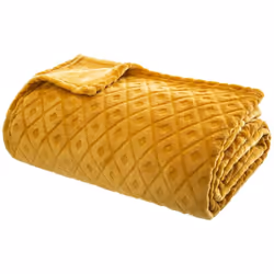 Lancio in flanella "3d losange" giallo senape 180x230cm - Atmosphera createur d'interieur. Colore : Ocre. Materiale principal ...