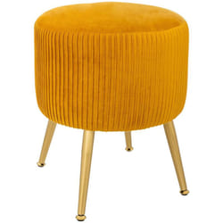 Atmosphera - Sgabello Solaro in velluto plissettato giallo senape créateur d'intérieur