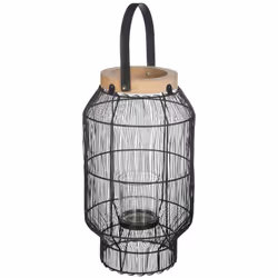Lanterna a stelo in metallo nero h32cm - Atmosphera createur d'interieur. Colore : Noir. Materiale principale : Fer. Lunghezz ...
