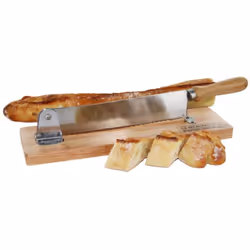 Questo tagliere per il pane in legno è dotato di un'affettatrice fissa in acciaio inossidabile con lama dentata. Pratica e di ...