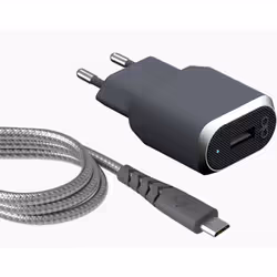 Bigben Connected FPCSMIC1.2MG, Interno, AC, 2,4 A, 1,2 m, Grigio, Argento