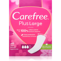 Massima comodità e protezione affidabile al 100% durante il ciclo mestruale. Gli assorbenti Carefree Plus Large Aloe ti garan ...
