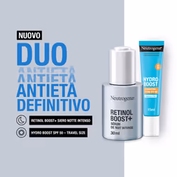 Neutrogena Cofanetto Antietà e Protezione Retinol Boost+ Siero Notte 30ml e Hydro Boost Fluido Idratante SPF50 15ml