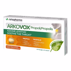 Arkovox Propoli è un integratore alimentare per la gola e per alleviare le infiammazioni. Confezione da 24 compresse.