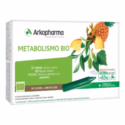 Arkofluidi Metabolismo Bio è un integratore alimentare 100% vegetale per supportare il metabolismo. Senza edulcoranti, conser ...