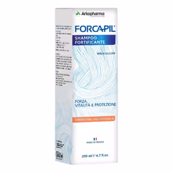 Forcapil è uno shampoo rinforzante per i capelli e li rende morbidi. Flacone da 200ml.