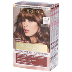 L’Oréal Paris Colorazione Permanente Excellence Universal Nude, Senza Ammoniaca, Con Riflesso Universale, Adatto a Tutti gli Incarnati, Colore Intenso Lunga Tenuta, Biondo Scuro 6u 1 St