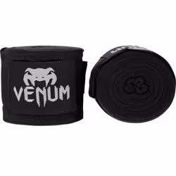 Venum EU- -0430-Black, Fascia da boxe elastica, 2,49 m (98"), Nero, Cotone