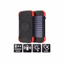 Altadif ALTPB10WIRLSOLAR batteria portatile 10000 mAh Carica wireless Nero, Rosso - Vista aggiuntiva 2