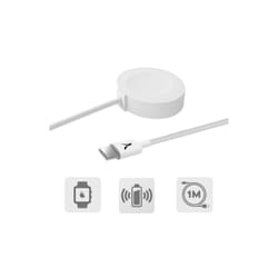 Akashi ALTCABIWAT1M Caricabatterie per dispositivi mobili Orologio Bianco USB Carica wireless Auto, Interno, Esterno