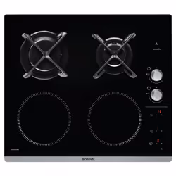 Brandt BPI6414BM, Nero, Da incasso, Combi, Vetro-ceramica, 4 Fornello(i), 2 Fornello(i)