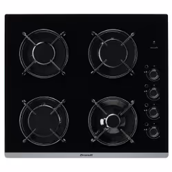 Brandt BPG6413B, Nero, Da incasso, Gas, Vetro, 4 Fornello(i), 4 Fornello(i)