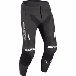 Bering Snap Pantaloni moto in pelle/tessuto, nero-bianco, dimensione L per uomo