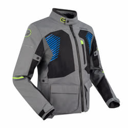 Bering Bakundu impermeabile Moto Tessile Giacca, nero-grigio-blu, dimensione S per uomo
