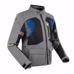 Bering Bakundu impermeabile Moto Tessile Giacca, nero-grigio-blu, dimensione XL per uomo