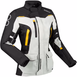 Bering Zephyr impermeabile Giacca tessile moto da donna, nero-grigio-giallo, dimensione 46 per donne