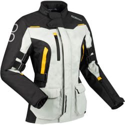 Bering Zephyr impermeabile Giacca tessile moto da donna, nero-grigio-giallo, dimensione 48 per donne