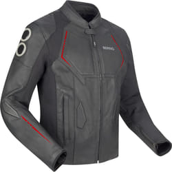 Bering Radial Giacca in pelle/tessuto da moto, nero-rosso, dimensione M per uomo