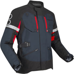 Bering Halifax 17353 impermeabile Giacca tessile moto, nero-grigio-rosso, dimensione L per uomo