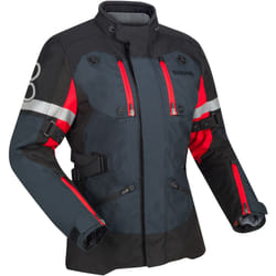 Bering Halifax 17353 impermeabile Giacca tessile moto da donna, nero-grigio-rosso, dimensione 42 per donne