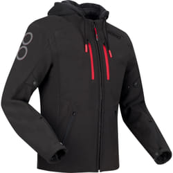 Bering Rotor Softshell impermeabile Giacca tessile moto, nero-rosso, dimensione L per uomo