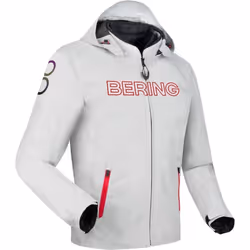 Bering Warwick impermeabile Giacca tessile moto, grigio-rosso, dimensione M per uomo