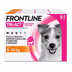 Frontline Tri-Act è un antiparassitario indicato per favorire l'eliminazione e la prevenzione da zecche, pulci e pappataci de ...