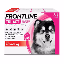 Frontline Tri-Act è un antiparassitario indicato per favorire l'eliminazione e la prevenzione da zecche, pulci e pappataci de ...