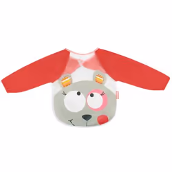 Badabulle B007022, Bavaglino con maniche, Grigio, Rosa, Bianco, Immagine, Orso, One Size, Cotone, Poliestere, Polietilene ace ...