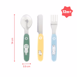 Badabulle B005417 posata per bambino Set di posate per bambini Blu, Verde, Argento, Bianco, Giallo ABS, Acciaio inox - Vista aggiuntiva 4