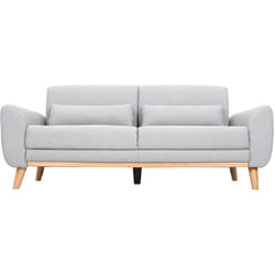 Divano design 3 posti tessuto grigio chiaro piedi in quercia ektor