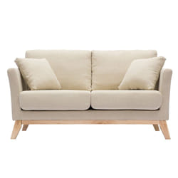 Miliboo - Divano scandinavo 2 posti beige e piedi in legno chiaro oslo