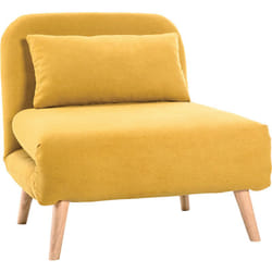 Poltrona letto scandinava in tessuto giallo senape amiko