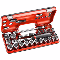 Facom SXL.DBOX3, Acciaio al cromo vanadio, 21 pz, Nero, Rosso, Acciaio inox, Nero, 1/2"
