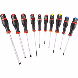 Contenuto 10 cacciaviti Protwist® : 6 cacciaviti piatti: AN3.5X75 - AN4X100 - AN5.5X150 - ANF6.5X150 - AW8X150 - AW10X200. 2 ...