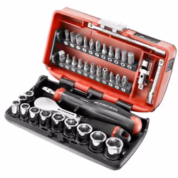 Dettagli : Contiene: 1 cricchetto 1/4 di alta precisione R.181 10 x 1/4 esagono metrico: R.05.5 06 07 08 09 10 11 12 13 14 mm ...