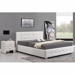 Moderno, raffinato e design, il letto con contenitore Newington ha una rivestimento in similpelle bianca che gli conferisce u ...