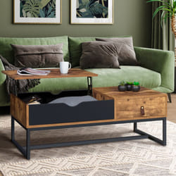 Idmarket - Tavolino chicago con piano sollevabile, 1 cassetto, design industriale
