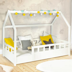 Letto a capanna per bambini 80 x 160 cm neree bianco con struttura letta e sponde