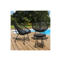 Set di mobili da giardino izmir tavolo e 2 poltrone uovo in corda nera
