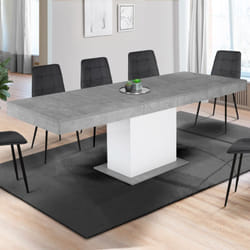 Tavolo da pranzo rettangolare allungabile eden 6-10 persone in cemento e bianco 160-200 cm