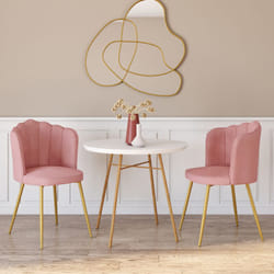 Idmarket - Set di 2 sedie a conchiglia adella in velluto rosa con gambe dorate